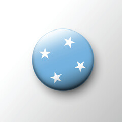 Glossy 3D Micronesia flag button with white stars on blue