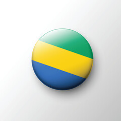 Glossy 3D Gabon flag button with green yellow blue stripes