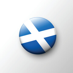 Obraz premium Glossy 3D Scotland flag button with white Saint Andrew’s cross