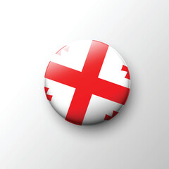 Obraz premium Glossy 3D Georgia flag button with red cross and four Bolnur-Katskhuri crosses