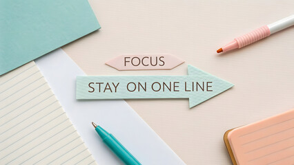 Arrow pointing forward with focus on staying in one line