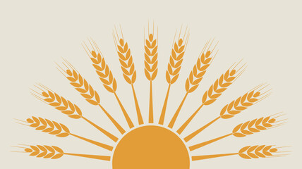 Golden wheat design element evokes rustic warmth and harvest abundance, perfect for branding or packaging with a touch of natural elegance