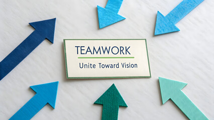 Arrows Converging Above Message on Teamwork and Shared Vision