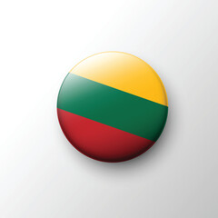 Fototapeta premium Glossy 3D Lithuania flag round badge icon
