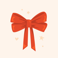 Exquisite festive double bow in rich bright red colours. Perfect for Christmas packaging design, cards, Valentine's Day and other holidays