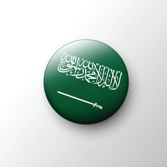 Glossy Saudi Arabia flag circular badge