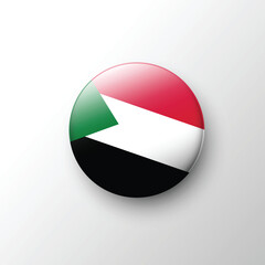 Glossy round icon of Sudan national flag with tricolor design