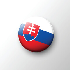 Glossy round icon of Slovakia national flag with shield