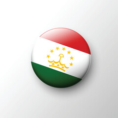 Glossy round icon of Tajikistan national flag