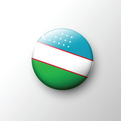 Glossy round icon of Uzbekistan national flag