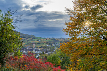 Arbois village in Jura wine region during autumn