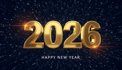 Golden 2026 new year wishes with festive background and glowing effect to celebrate the beginning of the year and the holiday season