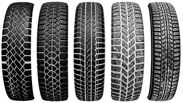 Tire tread patterns collection isolated on transparent background - Powered by Adobe