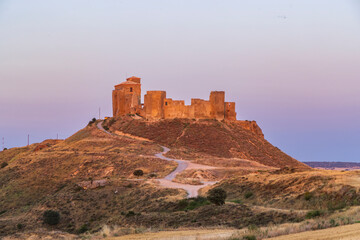 Obraz premium Castillo de Montearagon ruins at sunset in Aragon Spain