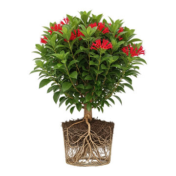 Chilean Firebush mature plant with exposed root system