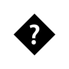 White Question mark sign in black rhombus icon