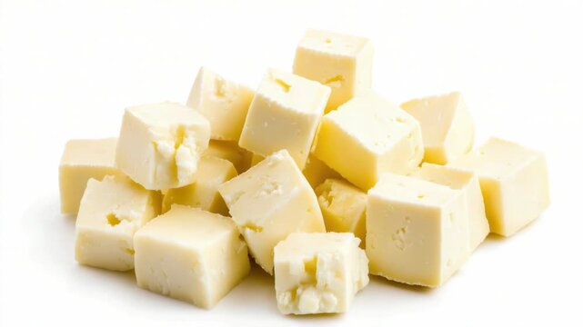 Video A pile of cheese cubes stacked on top of each other, perfect for a snack or decoration