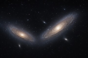 Obraz premium A wide-angle, artistic representation of the Local Group of galaxies. 