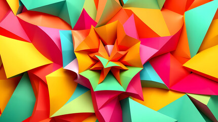 Colorful geometric vector illustration of a Christmas present with origami triangles, perfect for a holiday bow decoration or festive birthday wallpaper