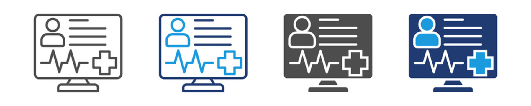 electronic health records  icon set multiple style