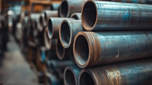 Video A close-up shot of multiple pipes stacked vertically, ideal for use in industrial or technical contexts