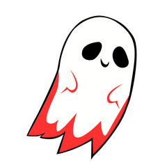 the image of a flying cartoon ghost, with its robe covered in blood, but looks quite adorable