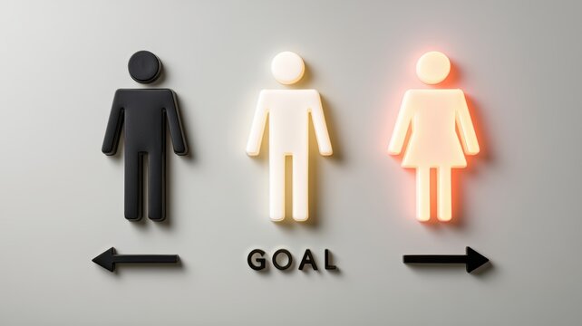 Management Resources Goal-Setting. Symbols representing gender diversity with a focus on goals.