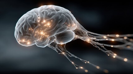 Brain with Neural Connections - A Visual Representation of Cognitive Function.