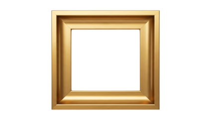 Empty golden picture frame isolated on transparent background