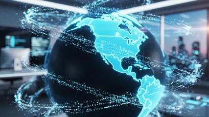 Futuristic Digital Globe Displaying Global Network Connections - Powered by Adobe