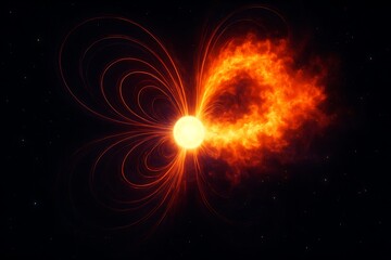 Obraz premium A highly realistic, deep-space rendering of an isolated neutron star.