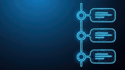 Abstract futuristic digital network connections with glowing blue lines and nodes on a dark background