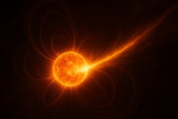 Fototapeta premium A highly realistic, deep-space rendering of an isolated neutron star.