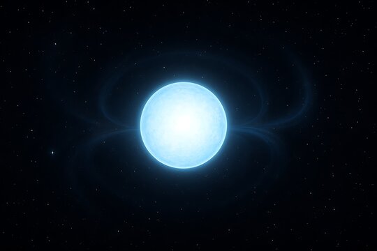 A highly realistic, deep-space rendering of an isolated neutron star.