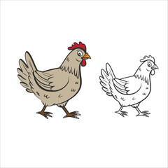 Coloring Book For Kid Hen Image Vector