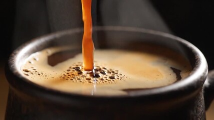 Pouring Freshly Brewed Coffee into a Mug