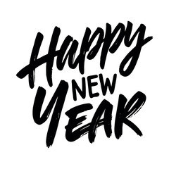 Obraz premium Clean poster style brush typography happy new year.