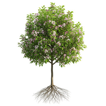 Malus sylvestris young crabapple tree with exposed roots