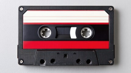 Fototapeta premium Close-up of a retro cassette tape, highlighting analog details and nostalgic album vibe.