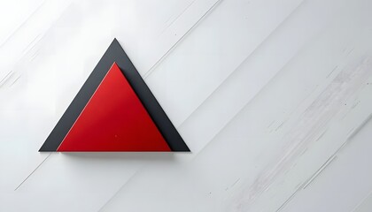 Geometric red triangle shape on white textured background