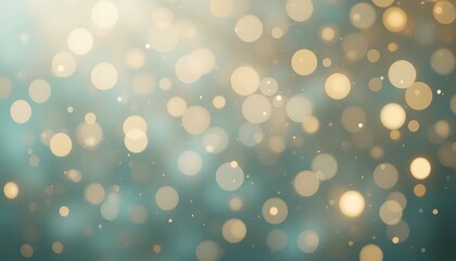 Soft bokeh lights background with golden and teal hues