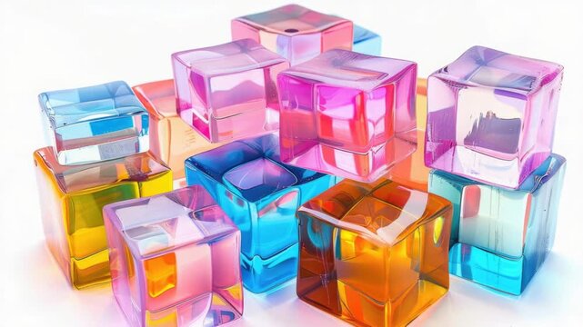 Video A stack of colorful ice cubes