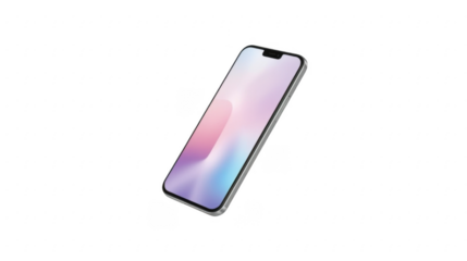 A modern smartphone with a vibrant display angled against a stark black background in a studio shot