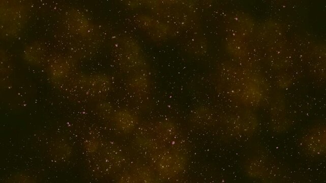 serene amber galaxy filled with shimmering particles and floating haze