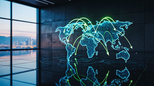 Global digital world map network technology concept
 - Powered by Adobe