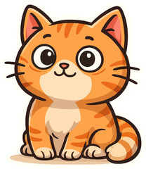 Cute Orange Tabby Cat Sticker Illustration