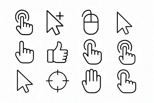 Digital Interface Icons: A collection of meticulously crafted digital interface icons. This image is a comprehensive set of symbols.