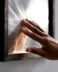 Hand Wiping Dust Off Mirror to Reveal Clean Reflection