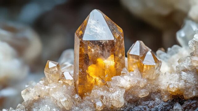 Video Cluster of crystals on top of a rocky surface