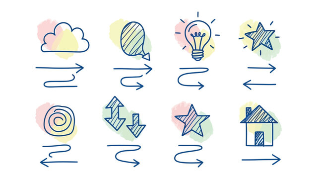 Conceptual Icons: A collection of conceptual icons, each a symbol of ideas and innovation, meticulously crafted to represent a range of concepts with clarity and imagination.